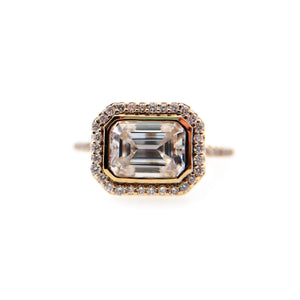 Emerald-Cut Moissanite Halo