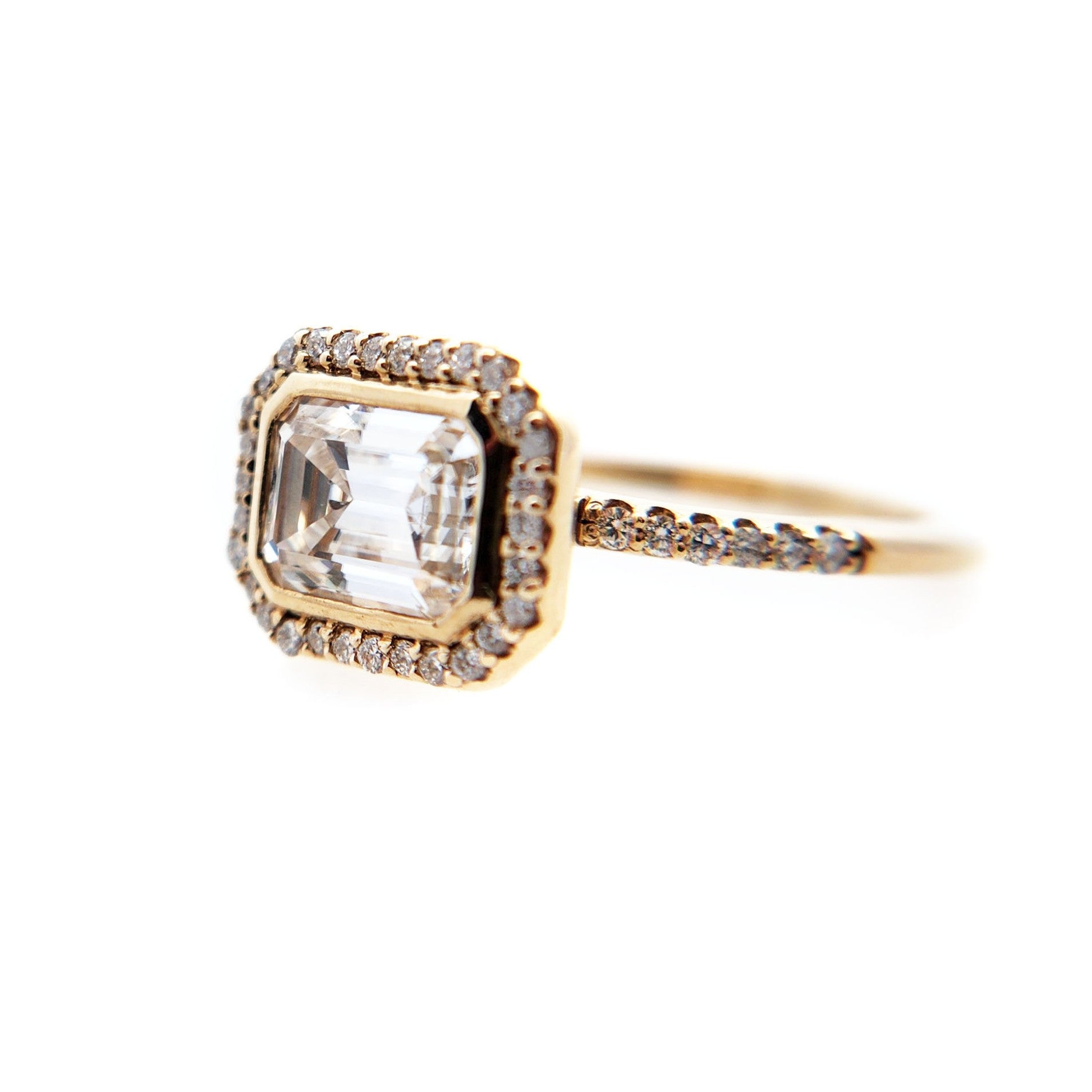 Emerald-Cut Moissanite Halo