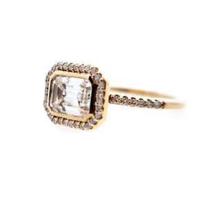 Emerald-Cut Moissanite Halo