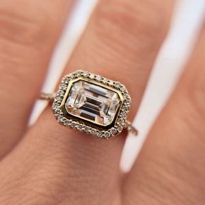 Emerald-Cut Moissanite Halo