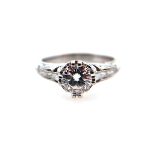 Floral Engraved Solitaire Moissanite