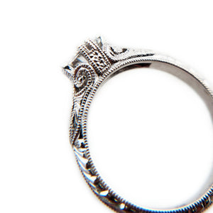 Floral Engraved Solitaire Moissanite