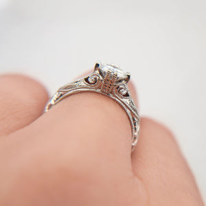 Floral Engraved Solitaire Moissanite