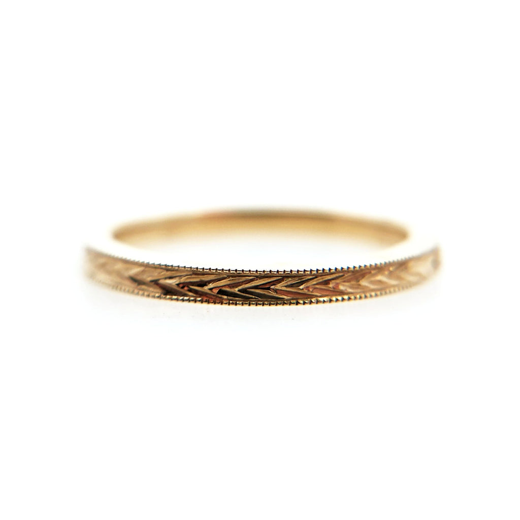 2mm Engraved Leaf Band
