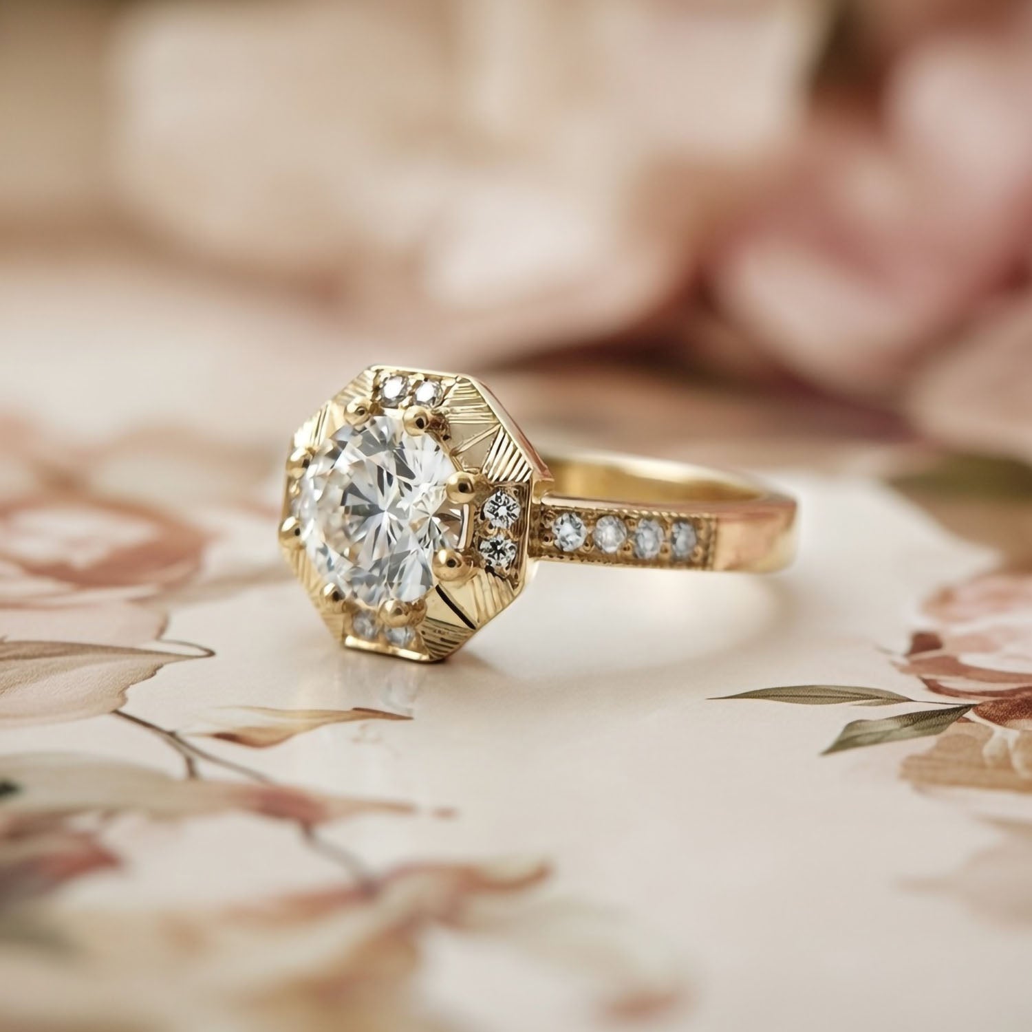 Hexagon Engraved Ring