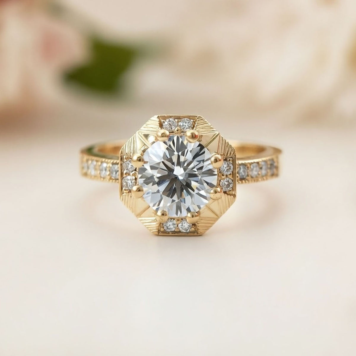 Hexagon Engraved Ring