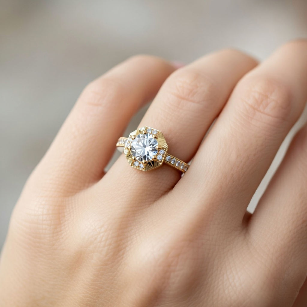 Hexagon Engraved Ring