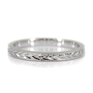 2mm Engraved Leaf Band